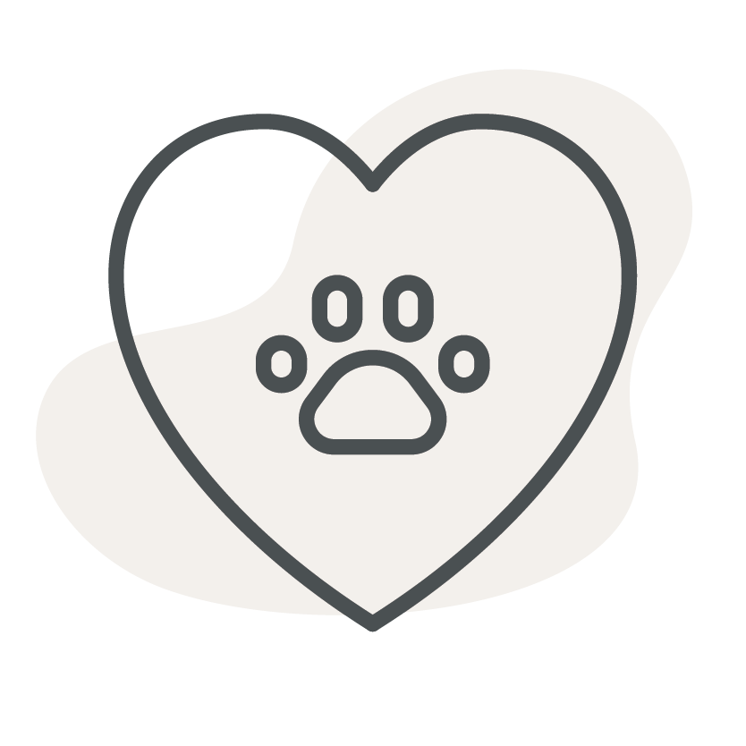 Heart with paw inside icon