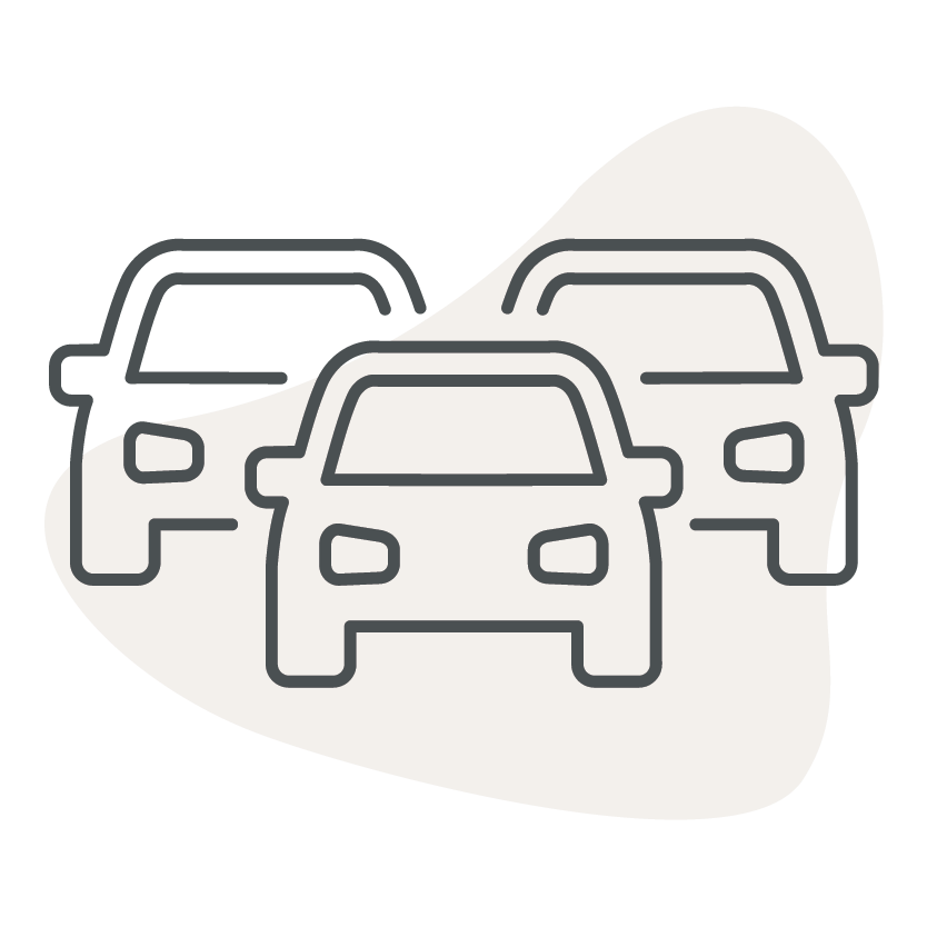 Icon of three cars representing commute time