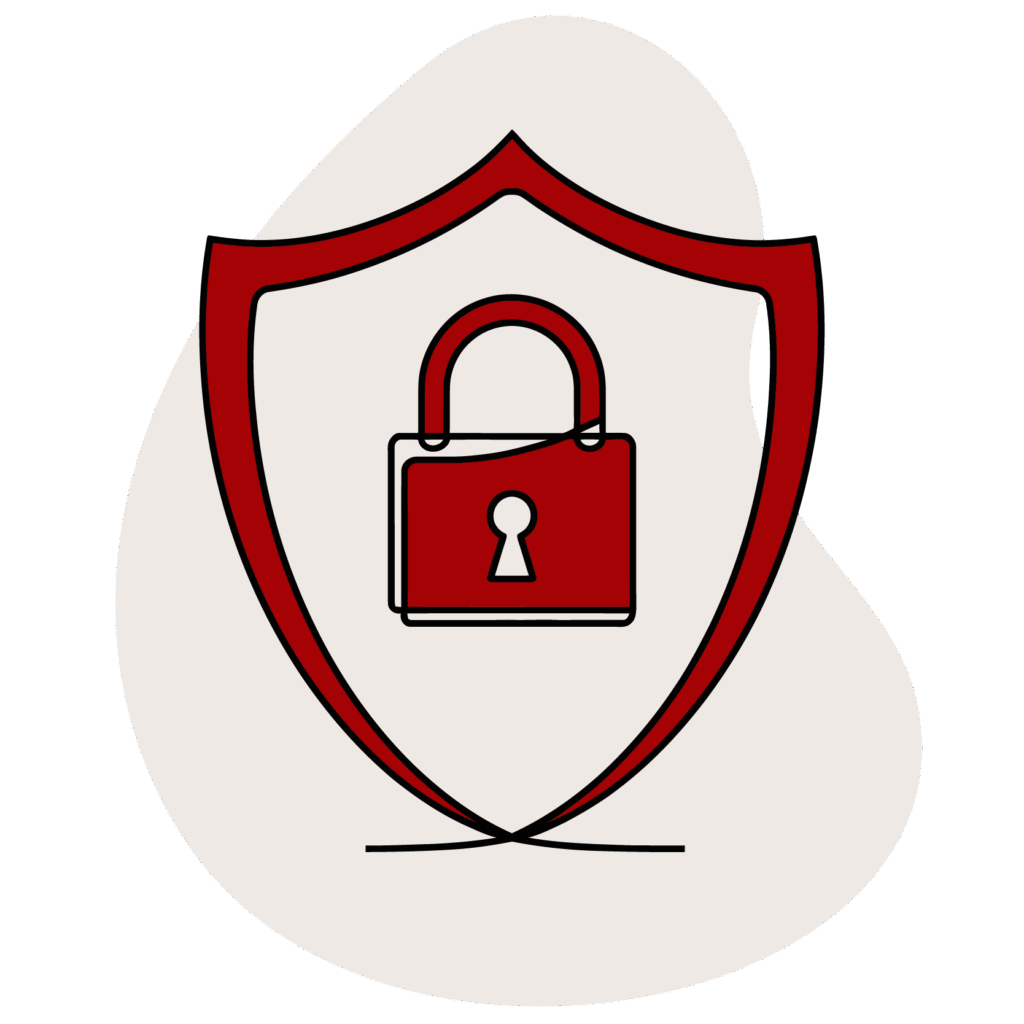 Illustration of cybersecurity icon, shield and lock