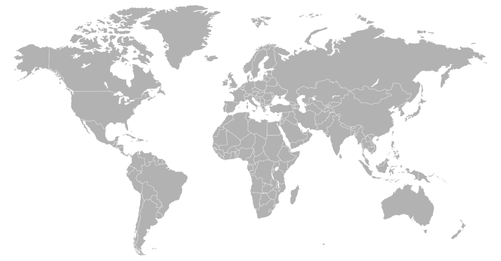 Grey flat world map with countries outlined