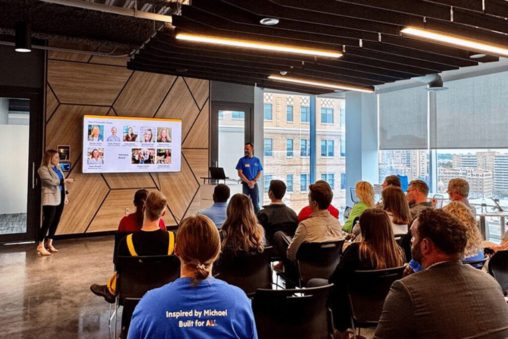People gathered in a room for a KC Global Design Business Development Boot Camp session