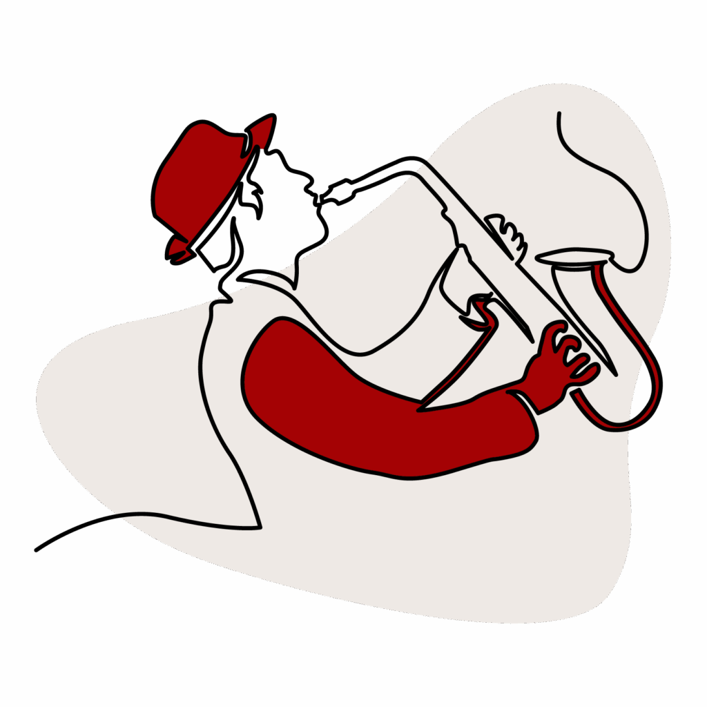Illustration of man playing jazz saxophone