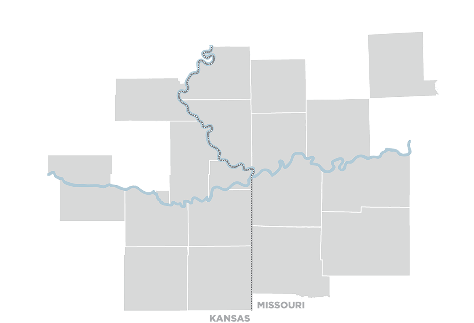 Base map of the 18-county KCADC footprint