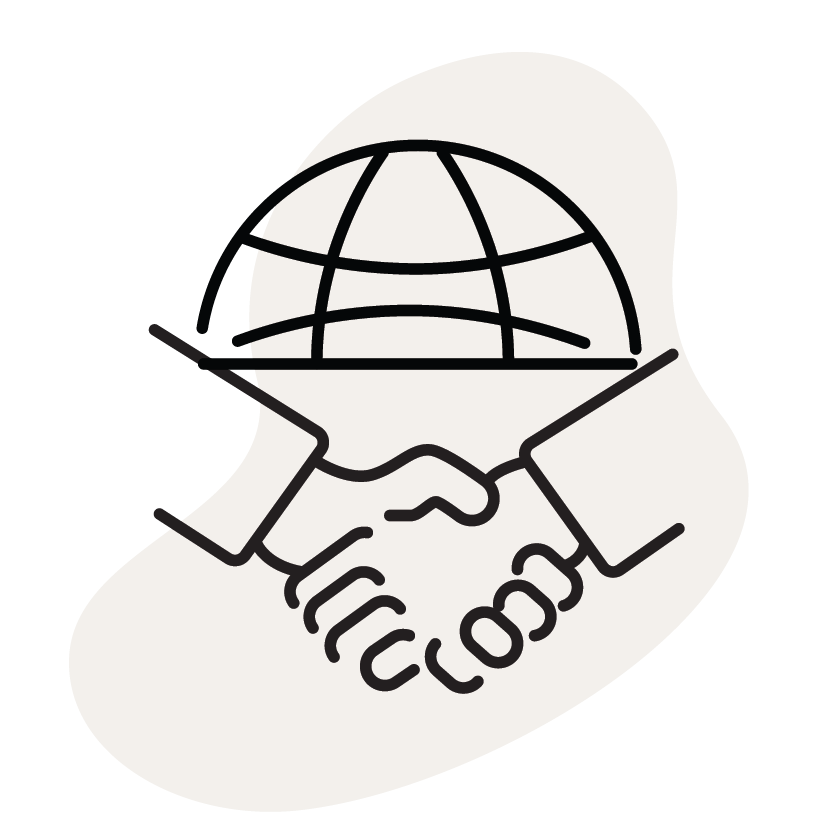 Business handshake in front of a globe icon