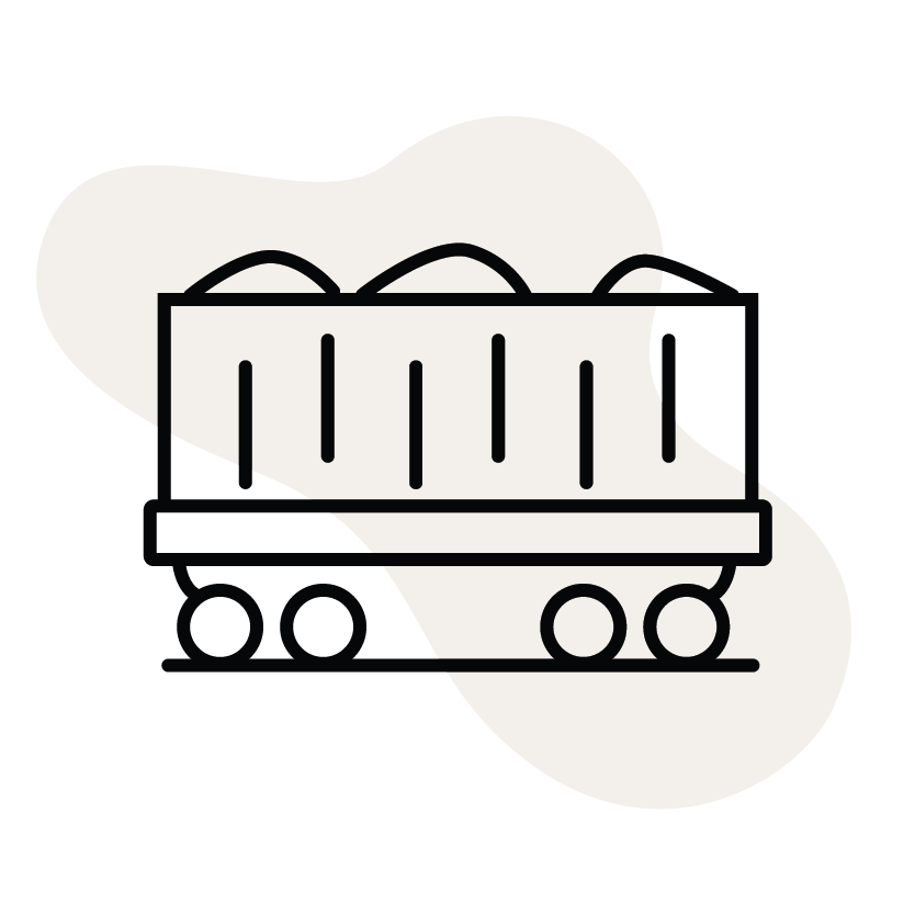 Rail car carrying cargo icon
