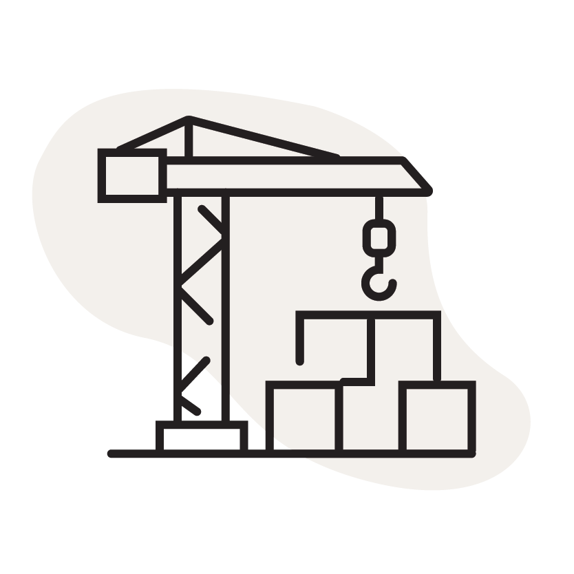 Icon of containers and a crane