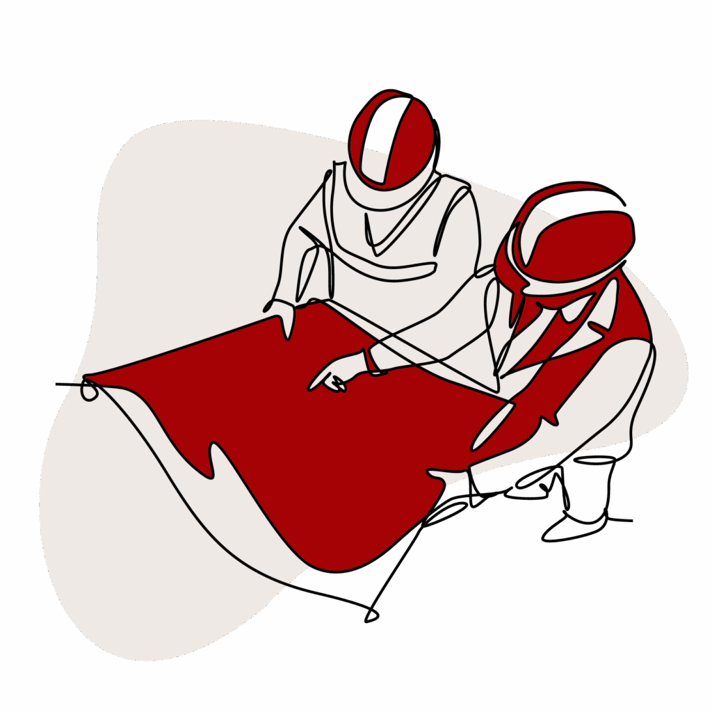 Illustration of people looking at building plans