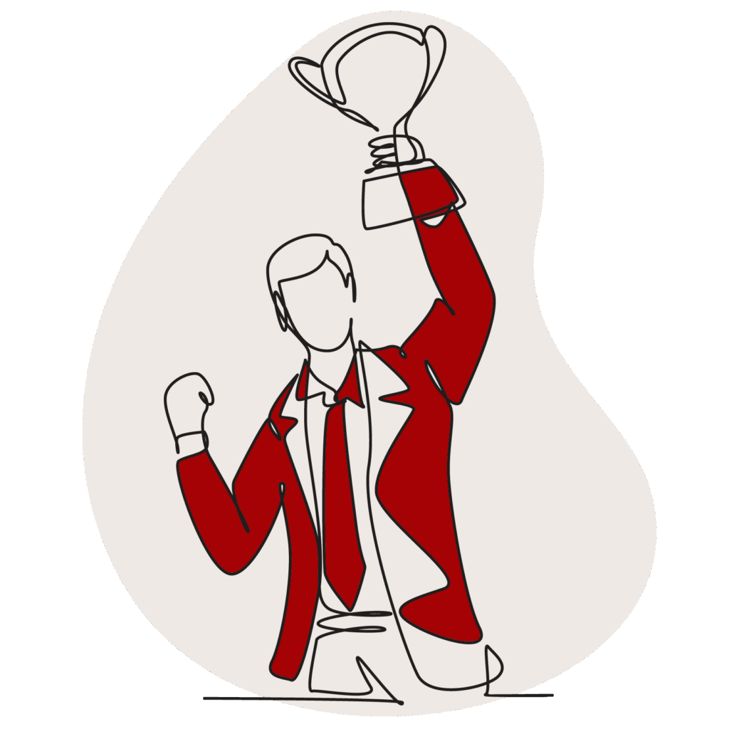 Illustration of man holding award