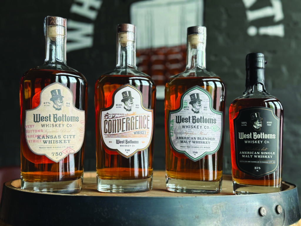 Bottles of whiskey from West Bottoms Whiskey Co. 