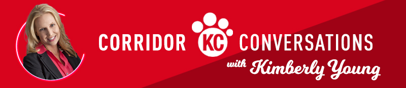 Kim Young headshot, KC Animal Health Corridor logo, Corridor Conversations with Kimberly Young