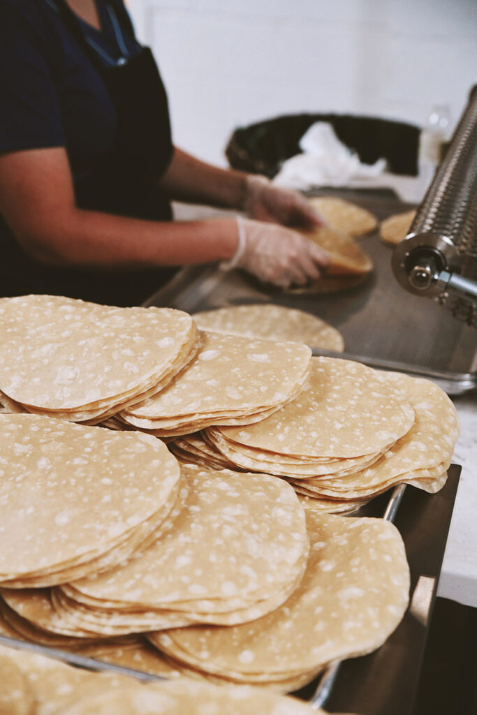 A stack of tortillas. 
