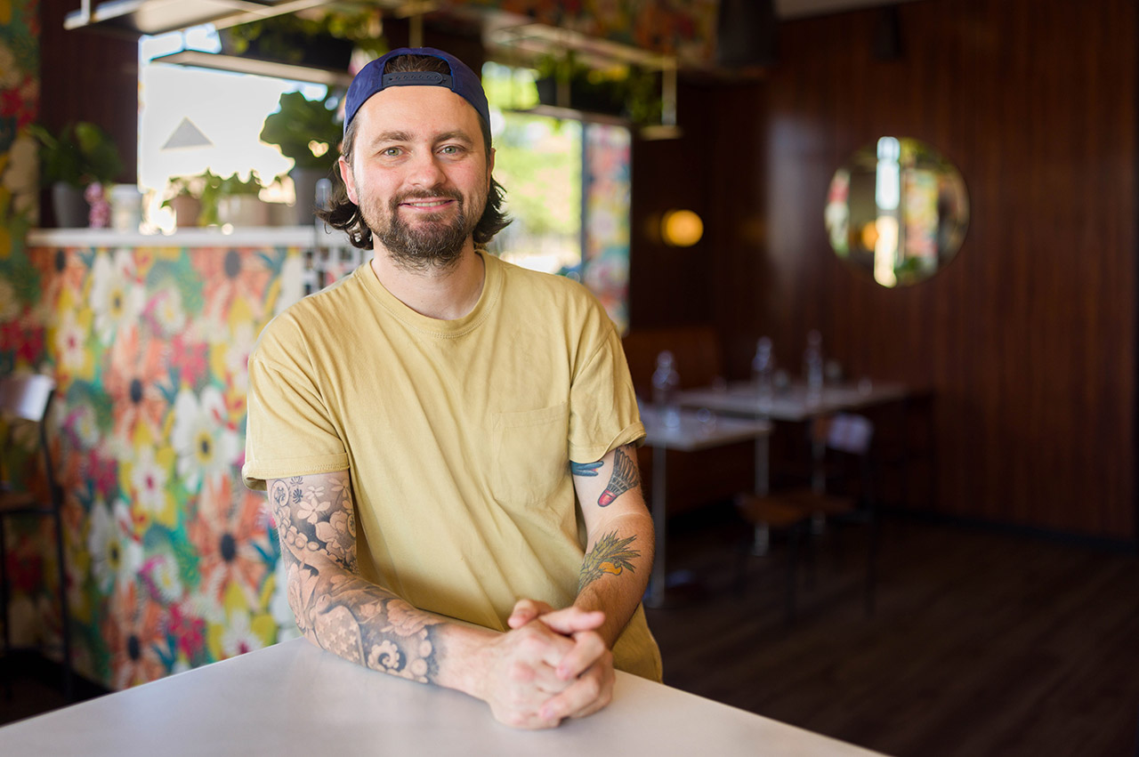 Jay Sanders at his cocktail bar, Wild Child.