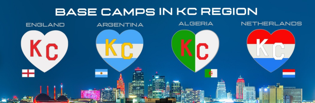 Base Camps in KC Region | KC Hearts in national flag colors: England, Argentina, Algeria and Netherlands